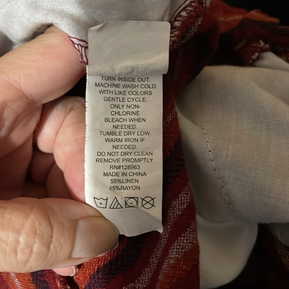 Ludigo Rein Womens Bold Burgundy Striped Linen Ankle Capri Pants Small Dark Wash - Picture 9 of 9